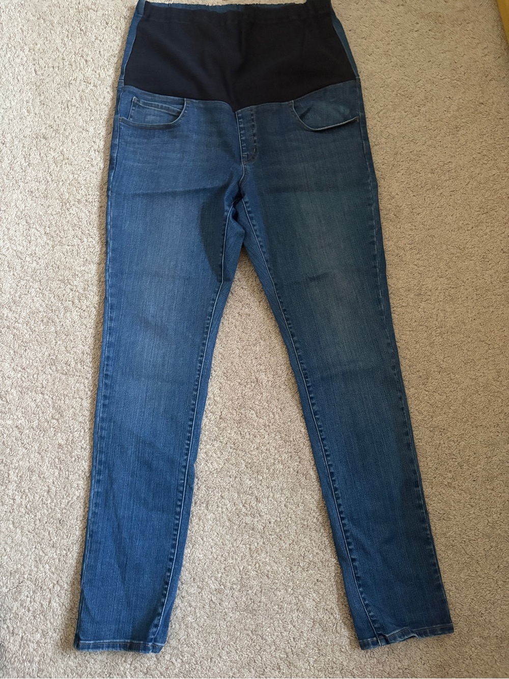 Maternity Skinny Jeans with Stretch Waistband - Blue